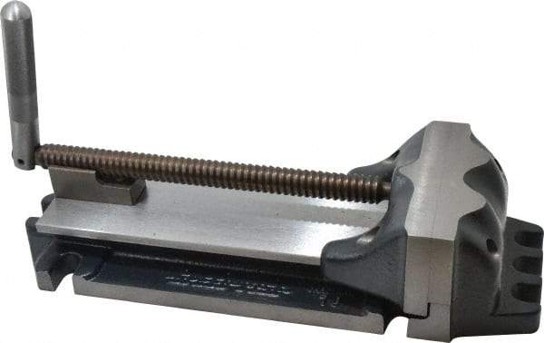 Cardinal Tool - 8" Jaw Opening Capacity x 2" Throat Depth, Horizontal Drill Press Vise - 6" Wide Jaw, Stationary Base, Rapid Action, 17" OAL x 3-7/8" Overall Height, Steel - USA Tool & Supply