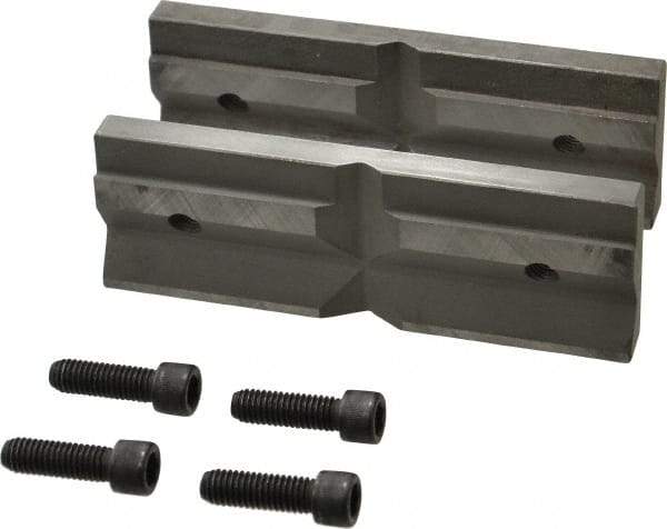 Cardinal Tool - 6" Wide x 2mm High, V-Groove Vise Jaw - Hard, Steel, Fixed Jaw, Compatible with 6" Vises - USA Tool & Supply