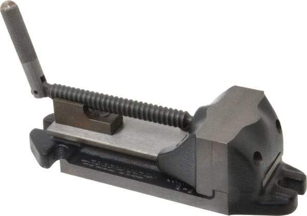 Cardinal Tool - 3" Jaw Opening Capacity x 1-1/2" Throat Depth, Horizontal Drill Press Vise - 3" Wide Jaw, Stationary Base, Rapid Action, 9" OAL x 2-9/16" Overall Height, Steel - USA Tool & Supply