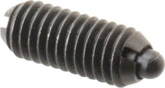 Gibraltar - 10-32, 0.468" Thread Length, 0.065" Plunger Projection, Steel Threaded Spring Plunger - 0.093" Max Plunger Diam, 0.468" Plunger Length, 1.7 Lb Init End Force, 6.2 Lb Final End Force - USA Tool & Supply