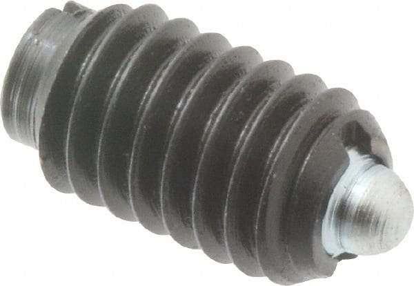 Gibraltar - 5/16-18, 9/16" Thread Length, 1/12" Plunger Projection, Steel Threaded Spring Plunger - 0.135" Max Plunger Diam, 0.562" Plunger Length, 1.25 Lb Init End Force, 4 Lb Final End Force - USA Tool & Supply