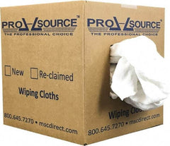 PRO-SOURCE - Wide Virgin Cotton Rags - White, Fleece and Sweatshirt, Low Lint, 5 Lbs. at 3 to 4 per Pound, Box - USA Tool & Supply