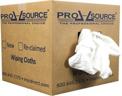 PRO-SOURCE - Wide Virgin Cotton Rags - White, Fleece and Sweatshirt, Low Lint, 10 Lbs. at 3 to 4 per Pound, Box - USA Tool & Supply