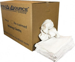 PRO-SOURCE - 19 Inch Long x 16 Inch Wide Virgin Utility Cotton Towels - White, Terry Cloth, Low Lint, 50 Lbs. at 3 to 4 per Pound, Box - USA Tool & Supply