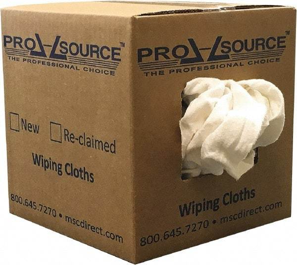 PRO-SOURCE - Reclaimed Cotton Polishing and Dust Cloths - White, Flannel, Low Lint, 5 Lbs. at 3 to 4 per Pound, Box - USA Tool & Supply