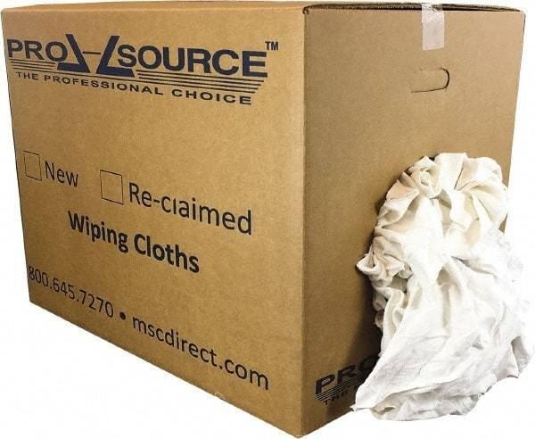 PRO-SOURCE - Reclaimed Cotton Polishing and Dust Cloths - White, Flannel, Low Lint, 50 Lbs. at 3 to 4 per Pound, Box - USA Tool & Supply