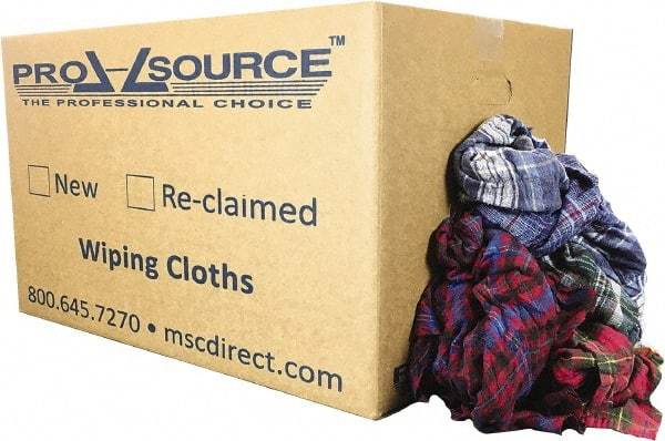 PRO-SOURCE - Reclaimed Cotton Polishing and Dust Cloths - Assorted Colors, Flannel, Low Lint, 25 Lbs. at 3 to 4 per Pound, Box - USA Tool & Supply