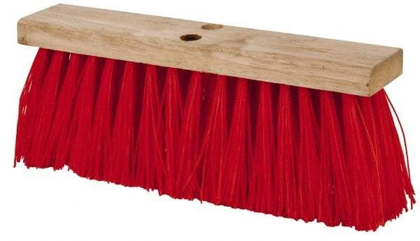 PRO-SOURCE - 16" Rough Surface Synthetic Push Broom - 3-1/4" Bristle Length, Wood Block, Tapered Handle Connection, Handle Sold Separately - USA Tool & Supply