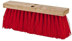 PRO-SOURCE - 16" Rough Surface Synthetic Push Broom - 3-1/4" Bristle Length, Wood Block, Tapered Handle Connection, Handle Sold Separately - USA Tool & Supply