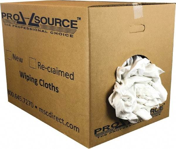 PRO-SOURCE - Virgin Cotton Rags - White, T-Shirt, Lint Free, Box - USA Tool & Supply