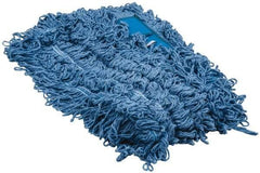 PRO-SOURCE - 48" Long x 5" Wide Yarn Blend Dust Mop Head - Snap-On, Blue, Looped Head - USA Tool & Supply