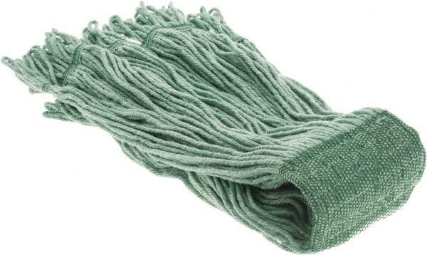 PRO-SOURCE - 5" Green Head Band, X-Large Blended Fiber Loop End Mop Head - 4 Ply, Clamp Jaw Connection, Use for General Purpose - USA Tool & Supply