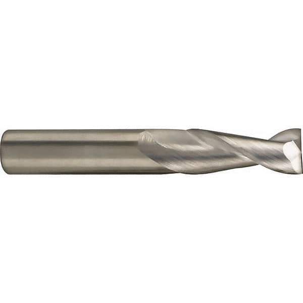 SGS - 3mm, 8mm LOC, 3mm Shank Diam, 38mm OAL, 2 Flute, Solid Carbide Square End Mill - Single End, TiB2 Finish, Spiral Flute, 35° Helix, Centercutting, Right Hand Cut, Right Hand Flute, Series 47M - USA Tool & Supply