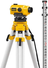 DeWALT - 26x Magnification, 0.5 to 300 Ft. Measuring Range, Automatic Optical Level Kit - Accuracy 1/32 Inch at 100 Ft., Kit Includes Aluminum Tripod with Quick Adjust Legs - USA Tool & Supply