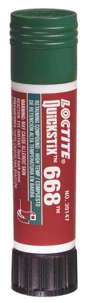 Loctite - 19 Gal Stick, Green, Low Strength Semisolid Retaining Compound - Series 668, 24 hr Full Cure Time, Heat Removal - USA Tool & Supply