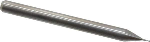 Kyocera - 1/64", 3/64" LOC, 1/8" Shank Diam, 1-1/2" OAL, 2 Flute, Solid Carbide Square End Mill - Single End, Uncoated, Spiral Flute, 30° Helix, Centercutting, Right Hand Cut, Right Hand Flute, Series 1610 - USA Tool & Supply