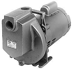 American Machine & Tool - 115/230 Volt, 1 Phase, 1 HP, Chemical Transfer Self Priming Centrifugal Pump - 1 Inch Inlet, Stainless Steel and Cast Iron Housing, Stainless Steel Impeller, 60 Ft. Shut Off, Viton Seal - USA Tool & Supply