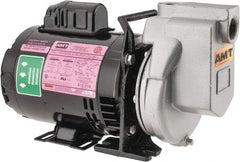 American Machine & Tool - 115/230 Volt, 1 Phase, 1/3 HP, Chemical Transfer Self Priming Centrifugal Pump - 1 Inch Inlet, Stainless Steel and Cast Iron Housing, Stainless Steel Impeller, 44 Ft. Shut Off, Viton Seal - USA Tool & Supply