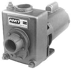 American Machine & Tool - 115/230 Volt, 1 Phase, 1-1/2 HP, Self Priming Pump - 56J Frame, 1-1/2 Inch Inlet, ODP Motor, Stainless Steel Housing and Impeller, 93 Ft. Shut Off - USA Tool & Supply