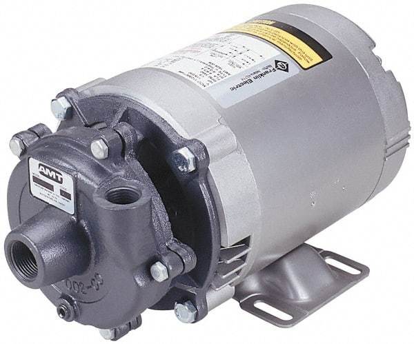 American Machine & Tool - 208-220/440 Volt, 3 Phase, 1/2 HP, Stainless Steel Straight Pump - 1-1/4 Inch Inlet, 1 Inch Outlet, 48 Max Head psi, Stainless Steel Impeller - USA Tool & Supply