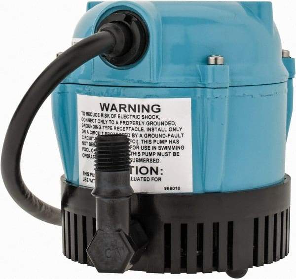 Little Giant Pumps - 1/200 HP, 3 psi, Aluminum Miniature Submersible Pump - 1/4 Inch Outlet, 6 Ft. Long Power Cord, 1.1 Amp - USA Tool & Supply