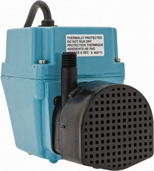 Little Giant Pumps - 1/40 HP, 5.1 psi, Aluminum Miniature Submersible Pump - 1/4 Inch Outlet, 6 Ft. Long Power Cord, 1.7 Amp - USA Tool & Supply