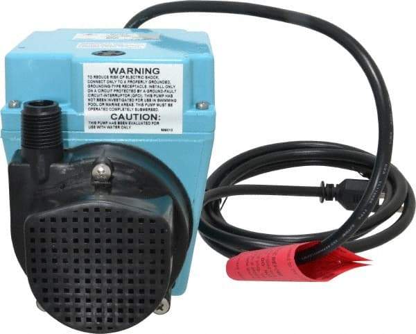 Little Giant Pumps - 1/12 HP, 10.6 psi, Aluminum Miniature Submersible Pump - 3/4 Inch Inlet, 1/2 Inch Outlet, 6 Ft. Long Power Cord, 3.5 Amp - USA Tool & Supply