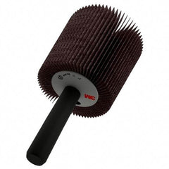 3M - 1" Diam x 1" Face Width, Medium Aluminum Oxide Coated Mounted Flap Wheel - 1/4" Shank Mount, 60 Grit, XE Weighted Cloth Backing, 30,000 Max RPM - USA Tool & Supply