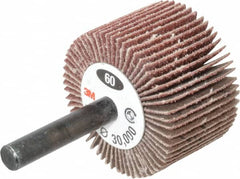 3M - 1-1/2" Diam x 1" Face Width, Medium Aluminum Oxide Coated Mounted Flap Wheel - USA Tool & Supply