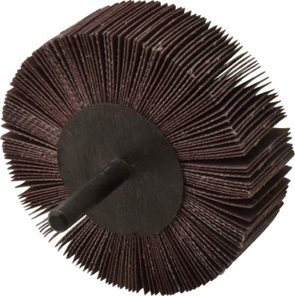 3M - 3" Diam x 1" Face Width, Extra Fine Aluminum Oxide Coated Mounted Flap Wheel - 1/4" Shank Mount, 320 Grit, XE Weighted Cloth Backing, 18,000 Max RPM - USA Tool & Supply