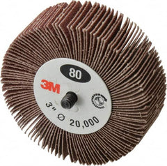 Mounted Flap Wheel: 1″ Face Width, 80 Grit, Aluminum Oxide Coated, Medium, 20,000 Max RPM