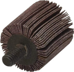 3M - 1" Diam x 1" Face Width, Extra Fine Aluminum Oxide Coated Mounted Flap Wheel - 1/4-20 Threaded Mount, 320 Grit, XE Weighted Cloth Backing, 25,000 Max RPM - USA Tool & Supply