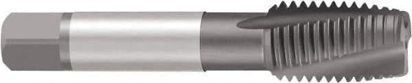 Emuge - 5/16-24 UNF 3 Flute 2BX Plug Spiral Flute Tap - Cobalt, Nitride Finish, 2-23/32" OAL, Left Hand Flute, Right Hand Thread - USA Tool & Supply