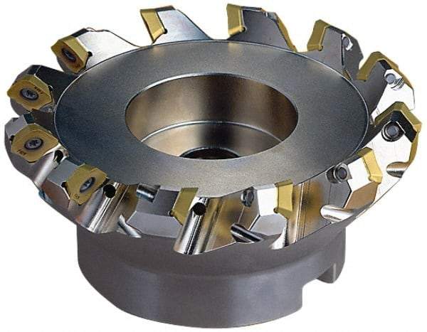 Seco - 75mm Cut Diam, 22mm Arbor Hole, 6mm Max Depth of Cut, 45° Indexable Chamfer & Angle Face Mill - 6 Inserts, SE.X 1204 Insert, Right Hand Cut, 6 Flutes, Through Coolant, Series R220.53 - USA Tool & Supply