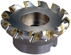 Seco - 5.47" Cut Diam, 1-1/2" Arbor Hole, 0.236" Max Depth of Cut, 45° Indexable Chamfer & Angle Face Mill - 8 Inserts, SE.X 43 Insert, Right Hand Cut, 8 Flutes, Through Coolant, Series R220.53 - USA Tool & Supply