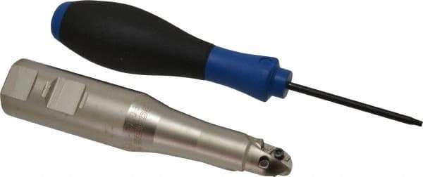 Seco - 3/4" Cut Diam, 0.66" Max Depth of Cut, 1" Shank Diam, 5.04" OAL, Indexable Ball Nose End Mill - Straight Shank, R218.20 Toolholder, 218.20-0.375.R Insert - USA Tool & Supply