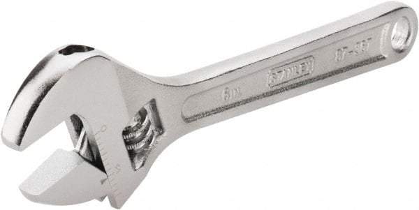 Stanley - 3/4" Jaw Capacity, 6" Standard Adjustable Wrench - Chrome Vanadium Steel, Chrome Finish, 6-1/4" OAL - USA Tool & Supply