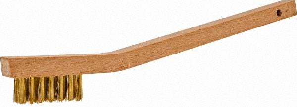 PRO-SOURCE - 3 Rows x 7 Columns Brass Welder Brush - 1-1/2" Brush Length, 7-3/4" OAL, 1/2" Trim Length, Wood Toothbrush Handle - USA Tool & Supply