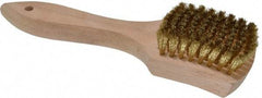 PRO-SOURCE - 5/8" Bristle Length, Brass Scouring Brush - 3" Long x 2-5/8" Wide Head, 8-7/8" OAL, White, Wood Block - USA Tool & Supply