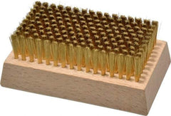 Made in USA - 3/4" Bristle Length, Brass Cleaning & Finishing Brush - 4-1/4" Long x 2-1/2" Wide Head, 4-1/4" OAL, Hardwood Block - USA Tool & Supply