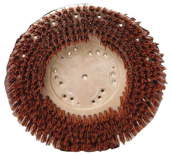 Made in USA - 18" Diam Floor Brush - 16" Machine, 1-1/2" Trim Length, Orange Pad, Nylon - USA Tool & Supply