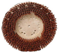 Made in USA - 15" Diam Floor Brush - 13" Machine, 1-1/2" Trim Length, Orange Pad, Nylon - USA Tool & Supply