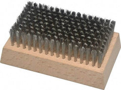 Made in USA - 3/4" Bristle Length, Stainless Steel Cleaning & Finishing Brush - 4-1/4" Long x 2-1/2" Wide Head, 4-1/4" OAL, Hardwood Block - USA Tool & Supply