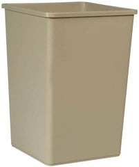 Rubbermaid - 35 Gal Beige Square Trash Can - Polyethylene, 27-5/8" High x 19-1/2" Long x 19-1/2" Wide - USA Tool & Supply