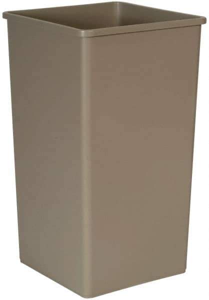 Rubbermaid - 50 Gal Gray Square Trash Can - Polyethylene, 34-1/4" High x 19-1/2" Long x 19-1/2" Wide - USA Tool & Supply