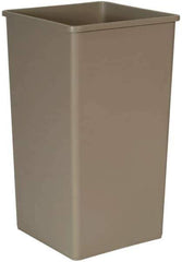 Rubbermaid - 50 Gal Beige Square Trash Can - Polyethylene, 34-1/4" High x 19-1/2" Long x 19-1/2" Wide - USA Tool & Supply