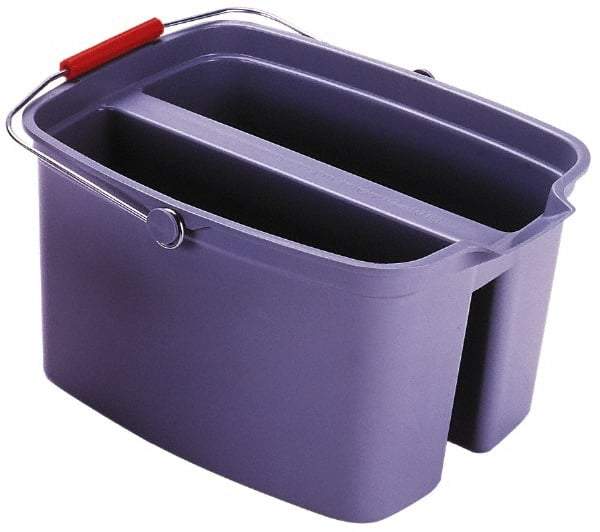 Rubbermaid - 19 Qt Plastic Double Pail - 9" Long x 10" High x 14-1/2" Wide, Gray, Steel Handle - USA Tool & Supply