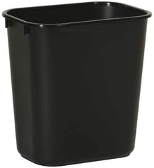 Rubbermaid - 14 Qt Black Rectangle Trash Can - Polyethylene, 12-1/8" High x 11-3/8" Long x 8-1/4" Wide - USA Tool & Supply