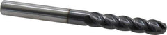 Accupro - 3/8" Diam, 1-3/4" LOC, 4 Flute Solid Carbide Ball End Mill - AlTiN Finish, Single End, 4" OAL, 3/8" Shank Diam, Spiral Flute - USA Tool & Supply