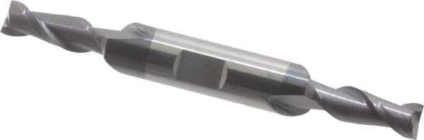 Accupro - 1/4", 5/8" LOC, 3/8" Shank Diam, 3" OAL, 2 Flute, Solid Carbide Square End Mill - Double End, AlTiN Finish, Spiral Flute, 40° Helix, Centercutting, Right Hand Cut, Right Hand Flute - USA Tool & Supply